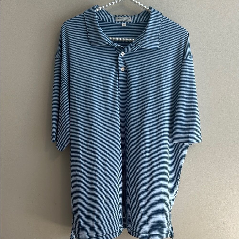 Peter Millar Summer Comfort Blue Striped Polo. Size XXL